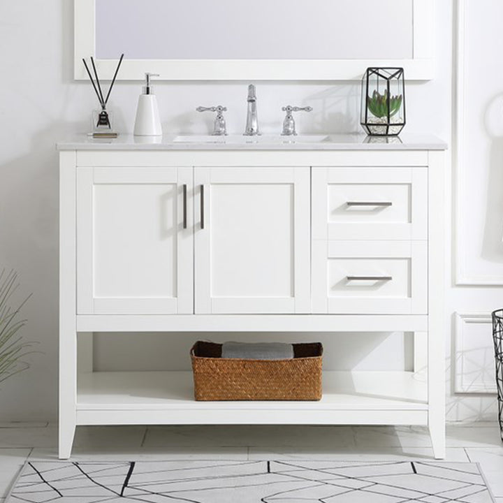 42 Inch Single Bathroom Vanity In White White Finish - KITCHEN & BATH by Joshua Marshal