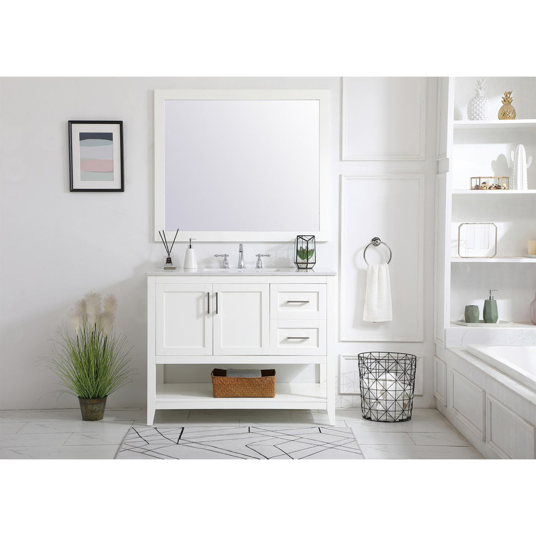 42 Inch Single Bathroom Vanity In White - View 2 - Joshua Marshal