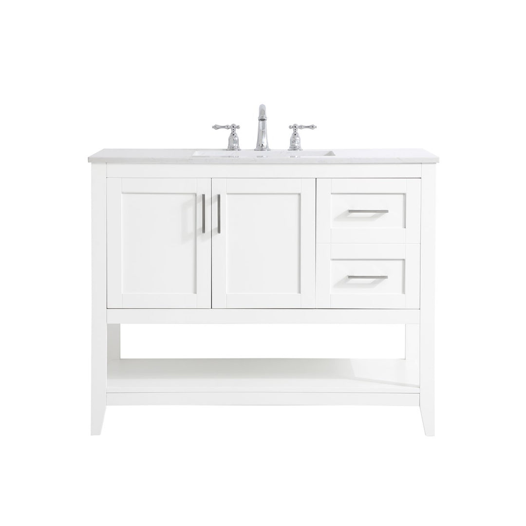 42 Inch Single Bathroom Vanity In White - View 3 - Joshua Marshal