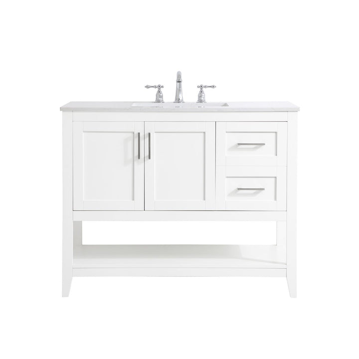 42 Inch Single Bathroom Vanity In White - View 3 - Joshua Marshal