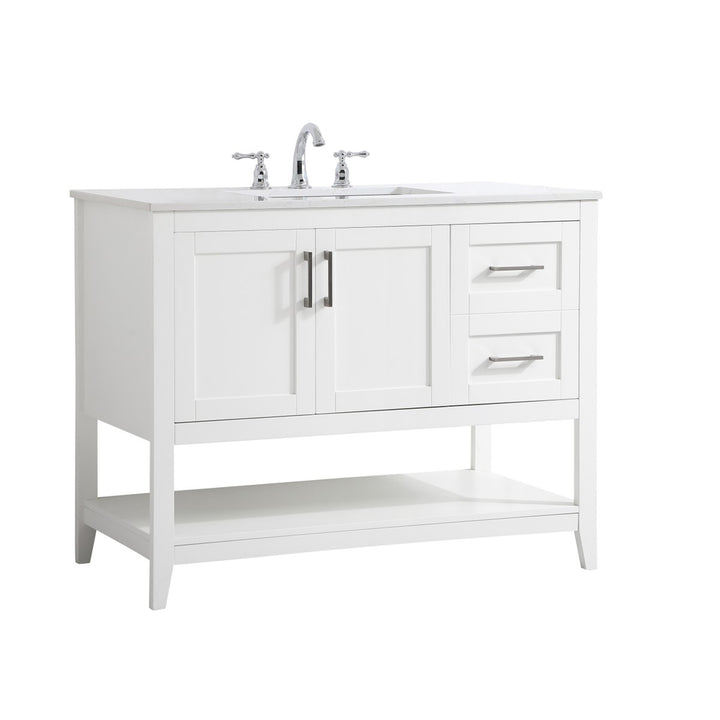 42 Inch Single Bathroom Vanity In White - View 4 - Joshua Marshal