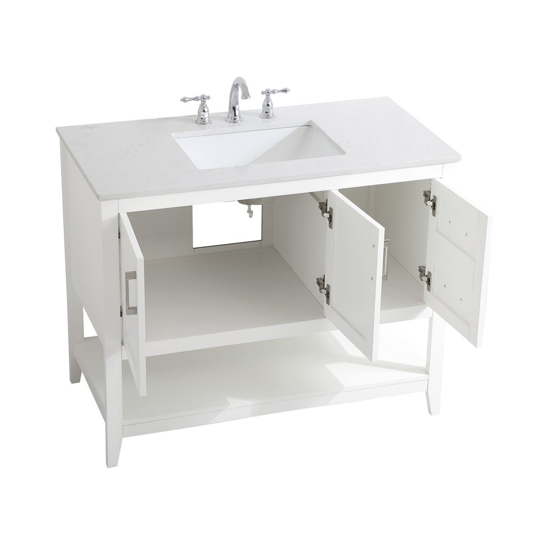 42 Inch Single Bathroom Vanity In White - View 5 - Joshua Marshal
