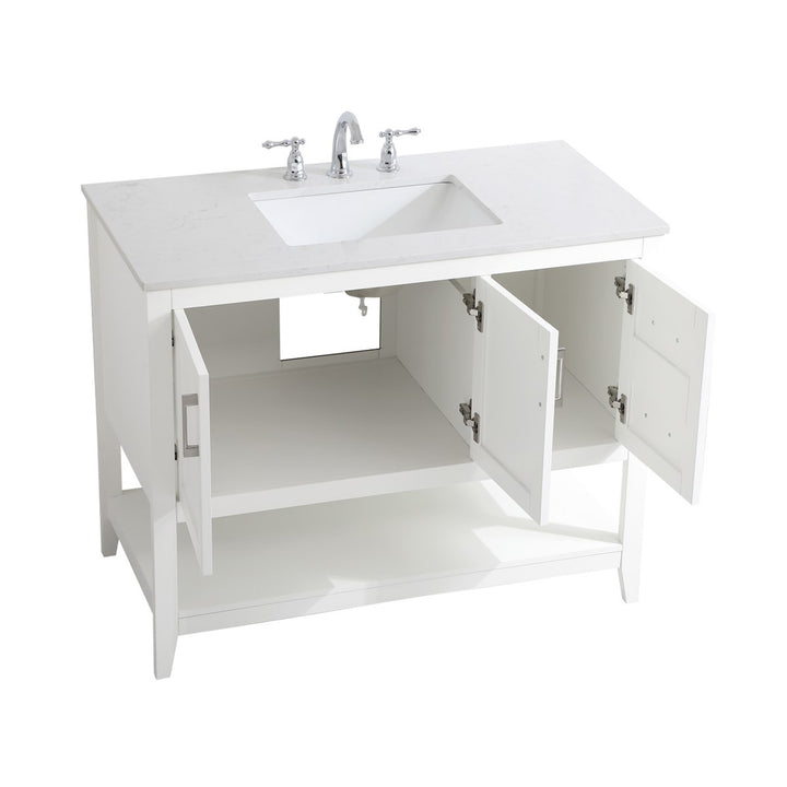 42 Inch Single Bathroom Vanity In White - View 5 - Joshua Marshal