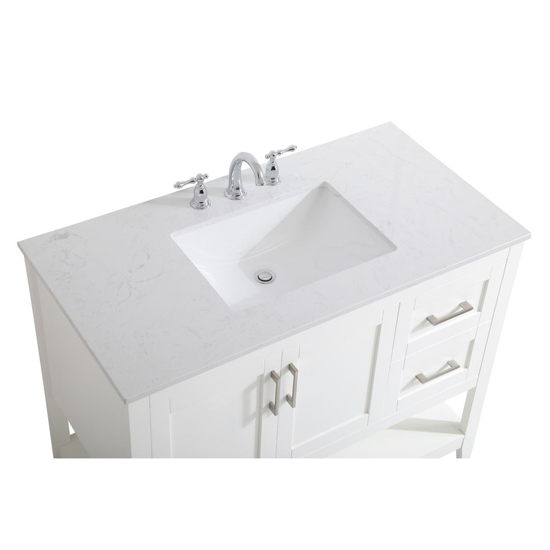 42 Inch Single Bathroom Vanity In White - View 6 - Joshua Marshal