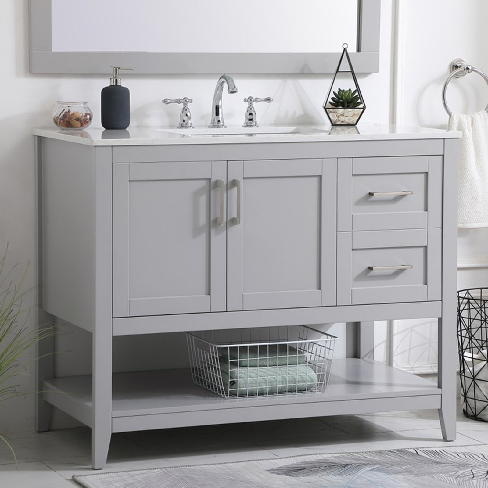 42 Inch Single Bathroom Vanity In Grey Grey Finish - KITCHEN & BATH by Joshua Marshal