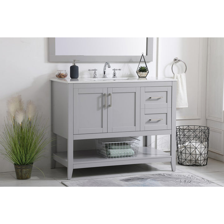 42 Inch Single Bathroom Vanity In Grey - View 2 - Joshua Marshal