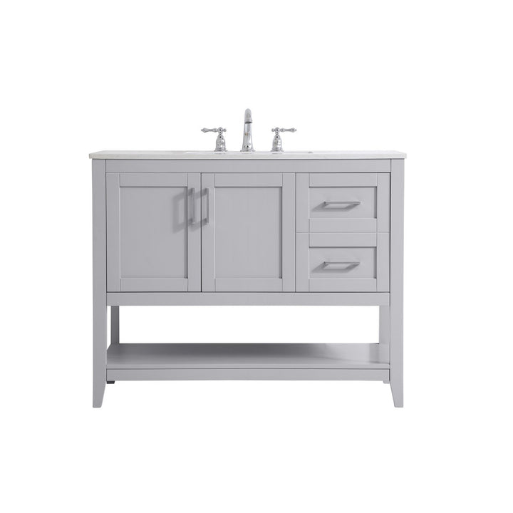 42 Inch Single Bathroom Vanity In Grey - View 3 - Joshua Marshal