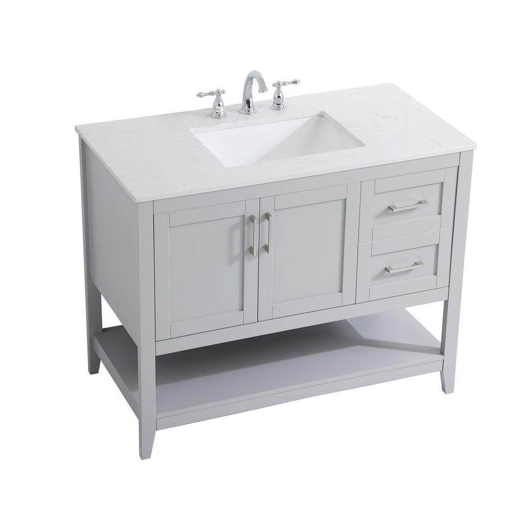 42 Inch Single Bathroom Vanity In Grey - View 4 - Joshua Marshal
