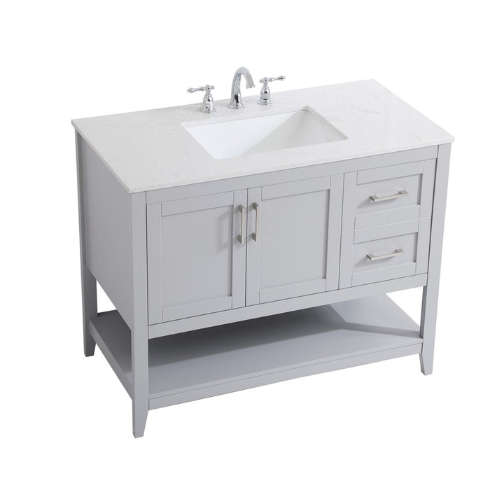 42 Inch Single Bathroom Vanity In Grey - View 4 - Joshua Marshal