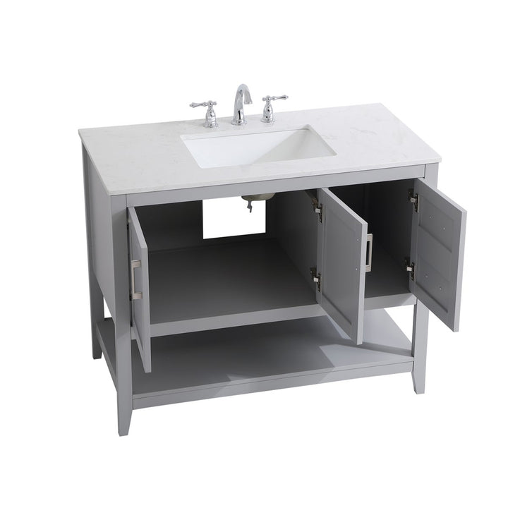 42 Inch Single Bathroom Vanity In Grey - View 5 - Joshua Marshal