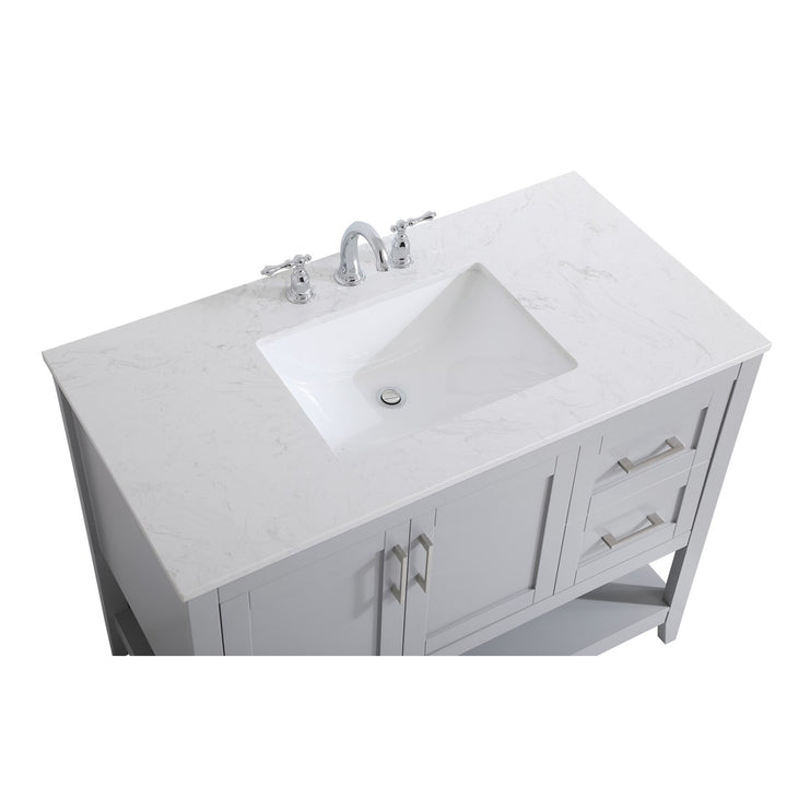 42 Inch Single Bathroom Vanity In Grey - View 6 - Joshua Marshal