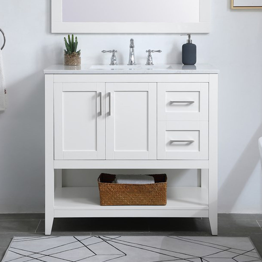 36 Inch Single Bathroom Vanity In White White Finish - KITCHEN & BATH by Joshua Marshal