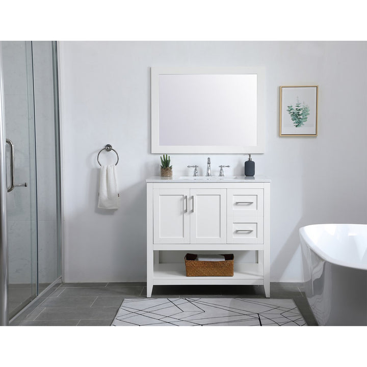 36 Inch Single Bathroom Vanity In White - View 2 - Joshua Marshal