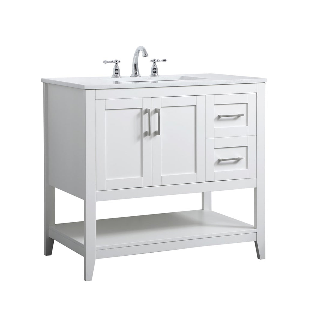 36 Inch Single Bathroom Vanity In White - View 3 - Joshua Marshal