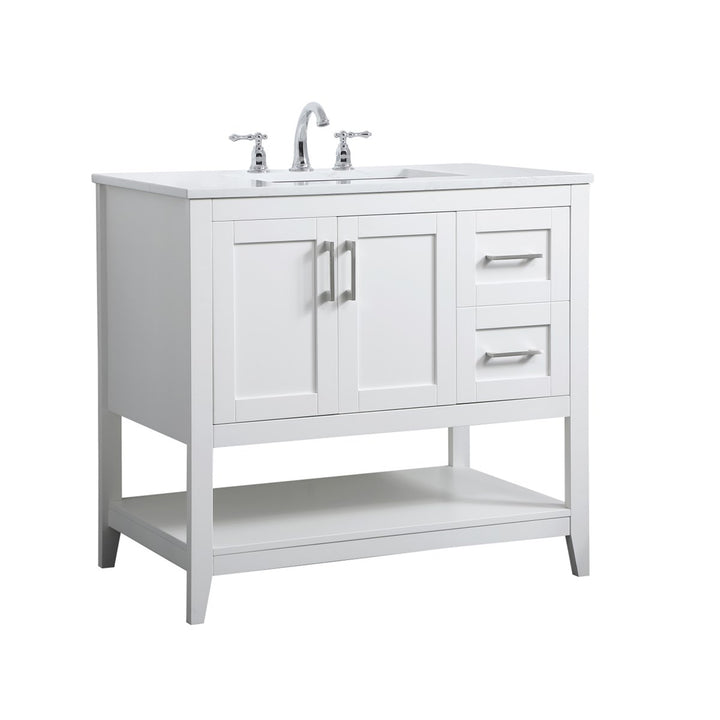 36 Inch Single Bathroom Vanity In White - View 3 - Joshua Marshal