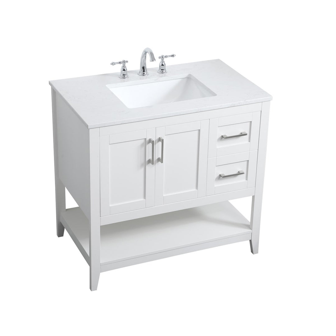 36 Inch Single Bathroom Vanity In White - View 4 - Joshua Marshal