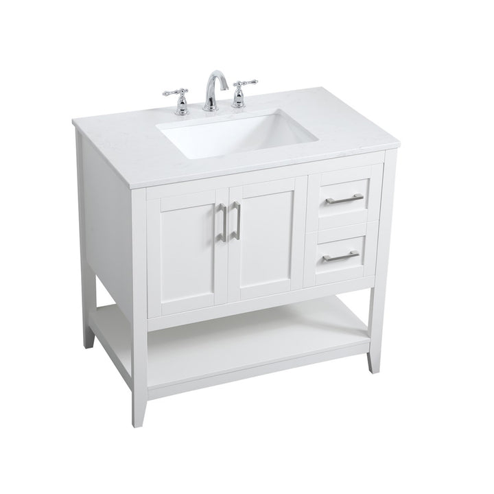 36 Inch Single Bathroom Vanity In White - View 4 - Joshua Marshal
