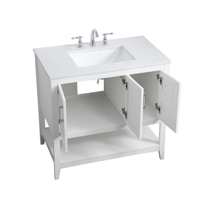 36 Inch Single Bathroom Vanity In White - View 5 - Joshua Marshal