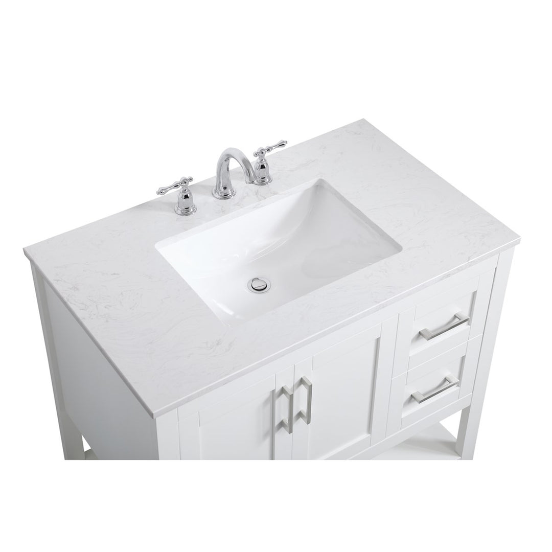 36 Inch Single Bathroom Vanity In White - View 6 - Joshua Marshal