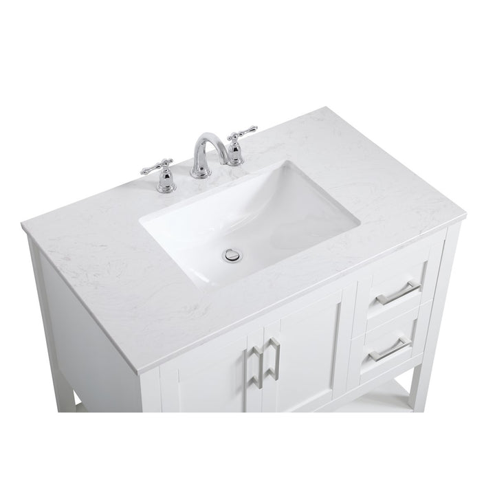 36 Inch Single Bathroom Vanity In White - View 6 - Joshua Marshal