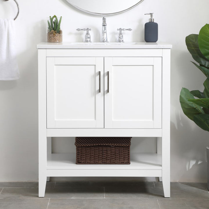 30 Inch Single Bathroom Vanity In White White Finish - KITCHEN & BATH by Joshua Marshal