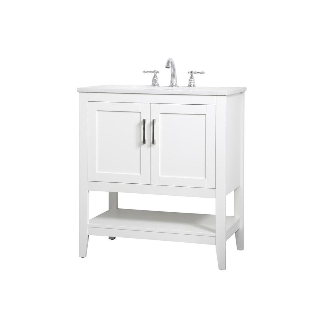 30 Inch Single Bathroom Vanity In White - View 3 - Joshua Marshal