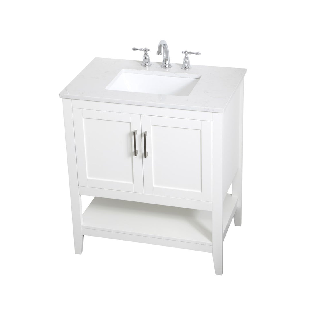 30 Inch Single Bathroom Vanity In White - View 4 - Joshua Marshal
