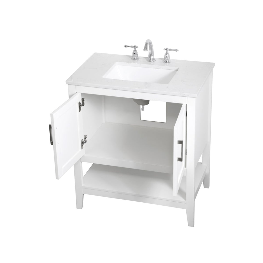 30 Inch Single Bathroom Vanity In White - View 5 - Joshua Marshal