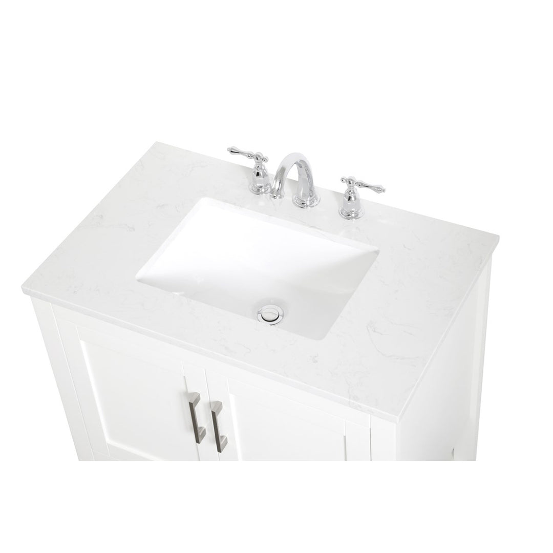 30 Inch Single Bathroom Vanity In White - View 6 - Joshua Marshal