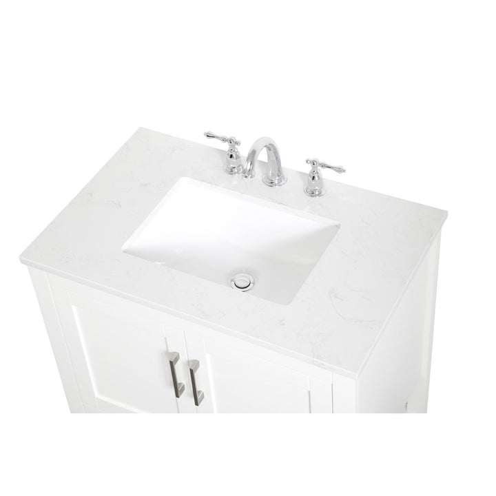 30 Inch Single Bathroom Vanity In White - View 6 - Joshua Marshal