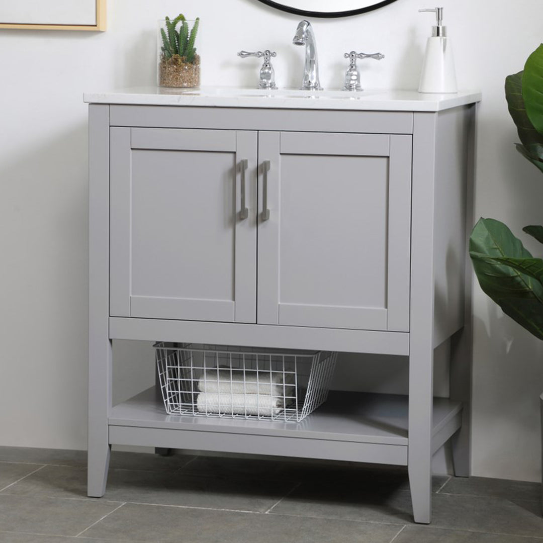 30 Inch Single Bathroom Vanity In Grey Grey Finish - KITCHEN & BATH by Joshua Marshal