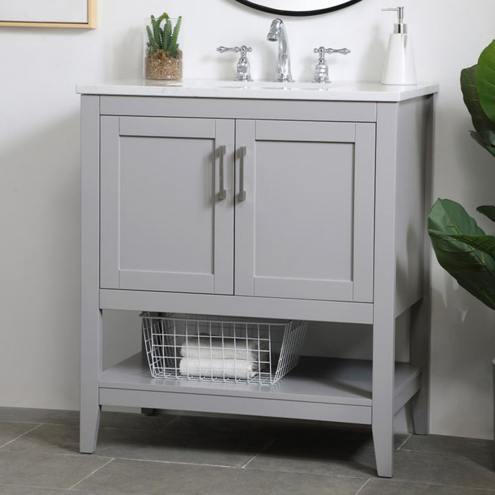 30 Inch Single Bathroom Vanity In Grey Grey Finish - KITCHEN & BATH by Joshua Marshal