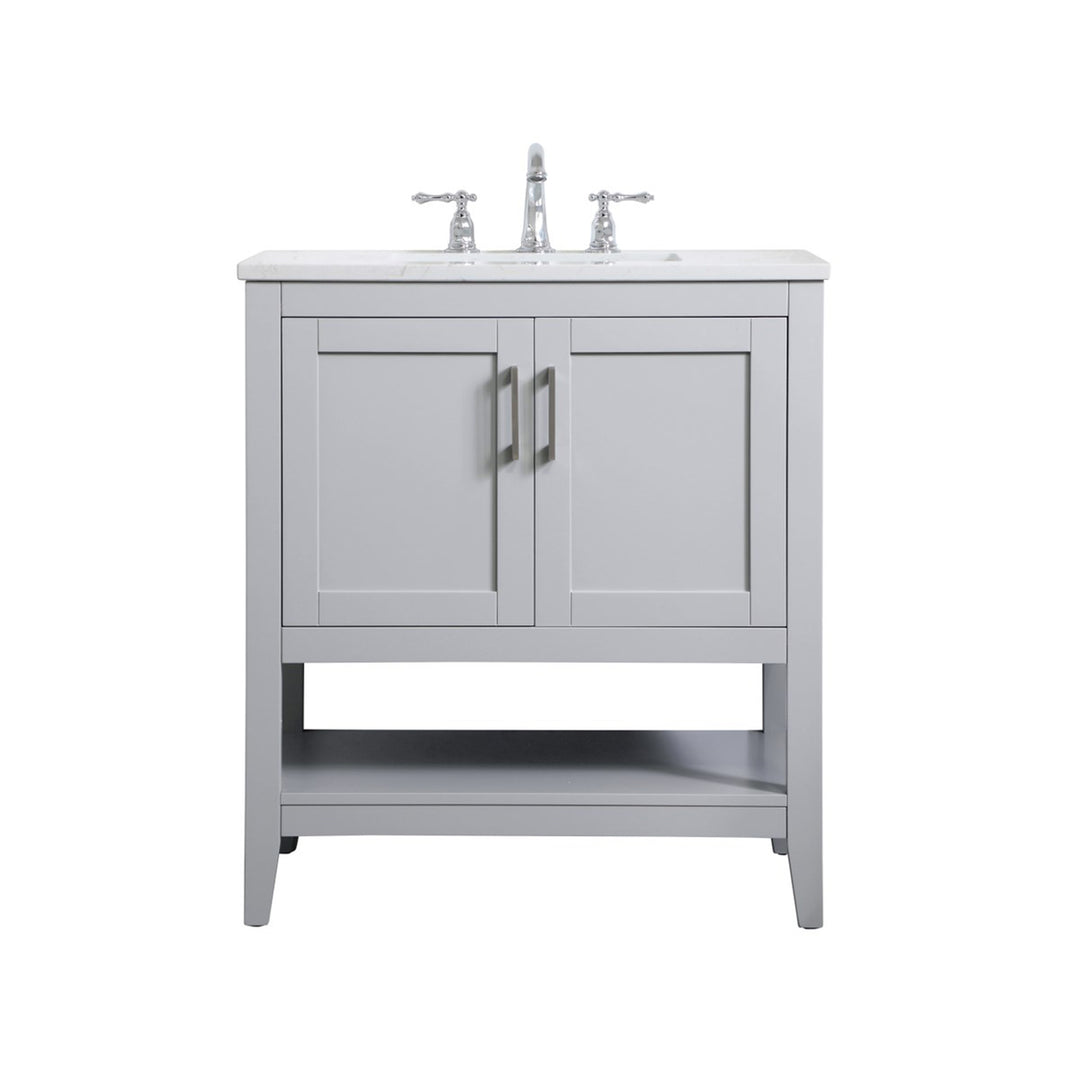 30 Inch Single Bathroom Vanity In Grey - View 3 - Joshua Marshal