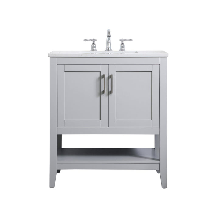30 Inch Single Bathroom Vanity In Grey - View 3 - Joshua Marshal