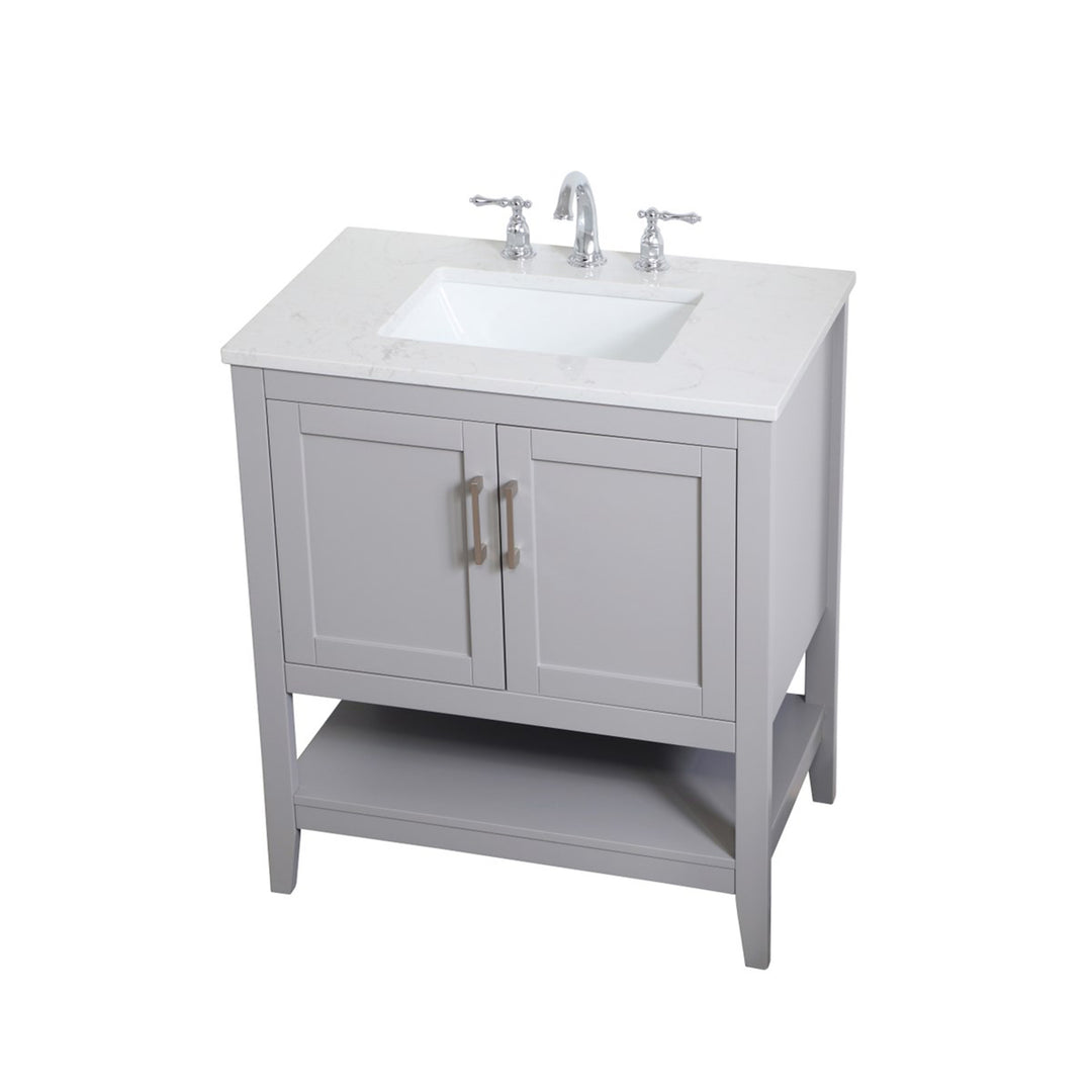 30 Inch Single Bathroom Vanity In Grey - View 4 - Joshua Marshal