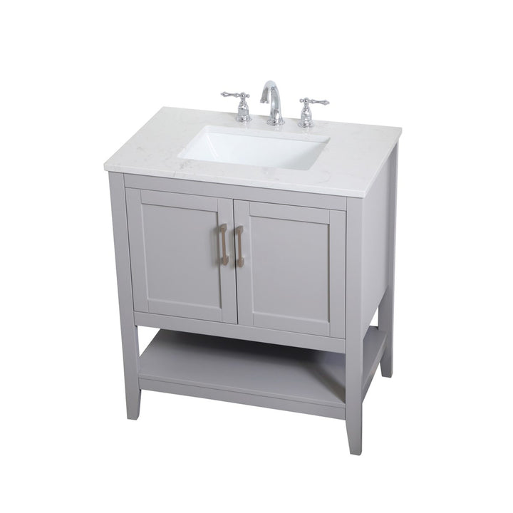 30 Inch Single Bathroom Vanity In Grey - View 4 - Joshua Marshal