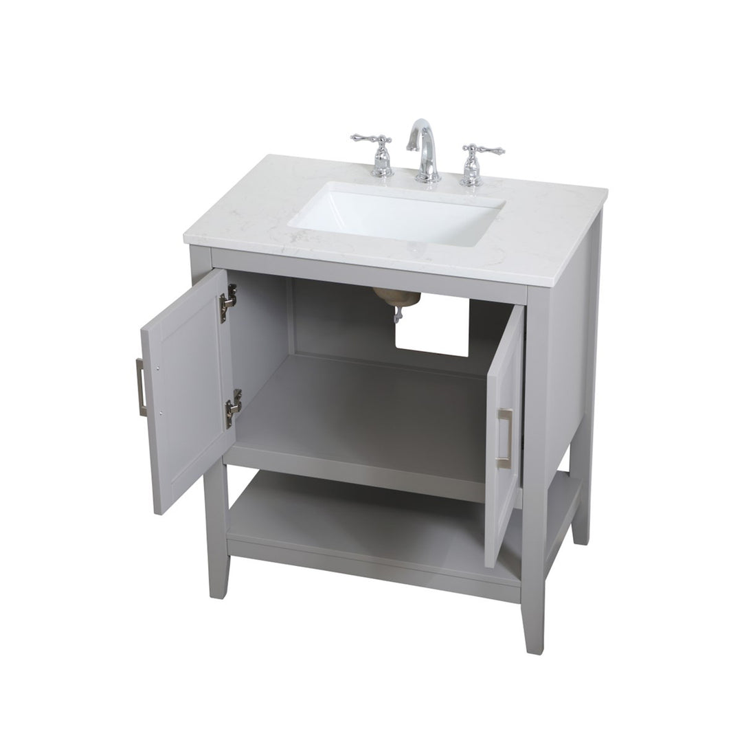 30 Inch Single Bathroom Vanity In Grey - View 5 - Joshua Marshal