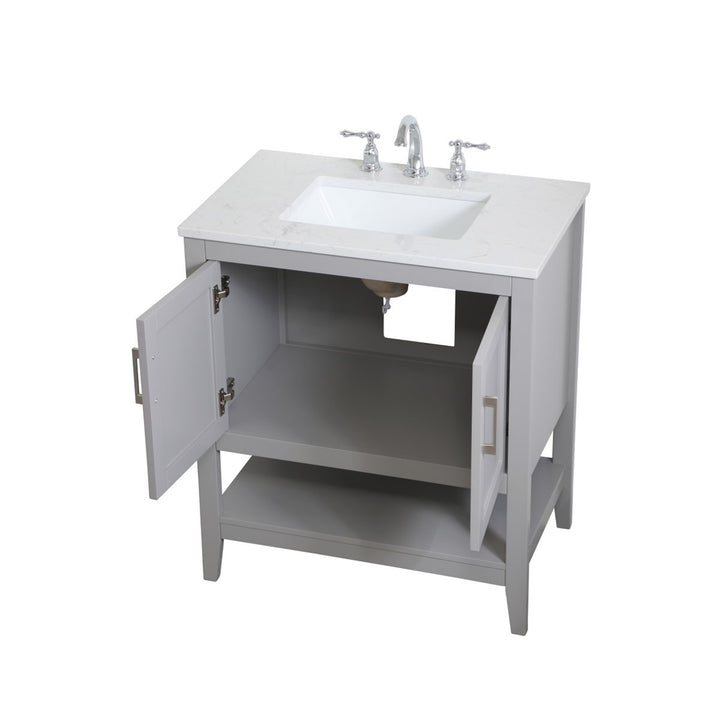 30 Inch Single Bathroom Vanity In Grey - View 5 - Joshua Marshal