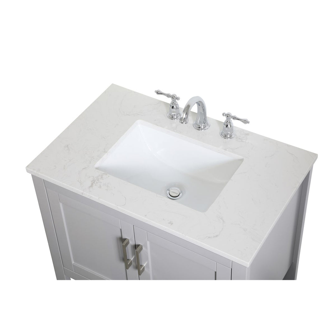 30 Inch Single Bathroom Vanity In Grey - View 6 - Joshua Marshal