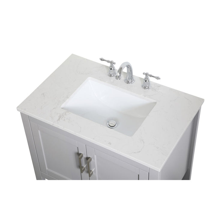 30 Inch Single Bathroom Vanity In Grey - View 6 - Joshua Marshal