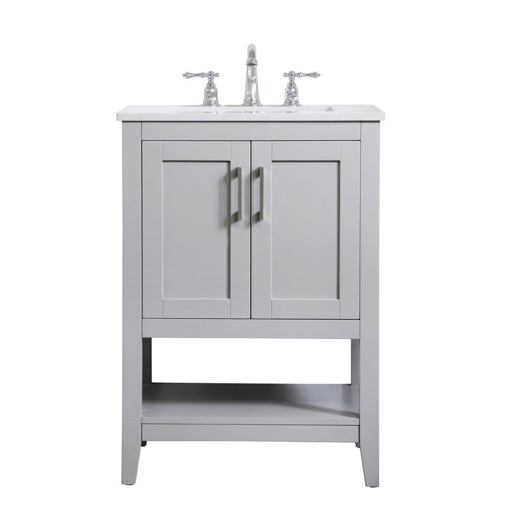 24 Inch Single Bathroom Vanity In Grey - View 3 - Joshua Marshal