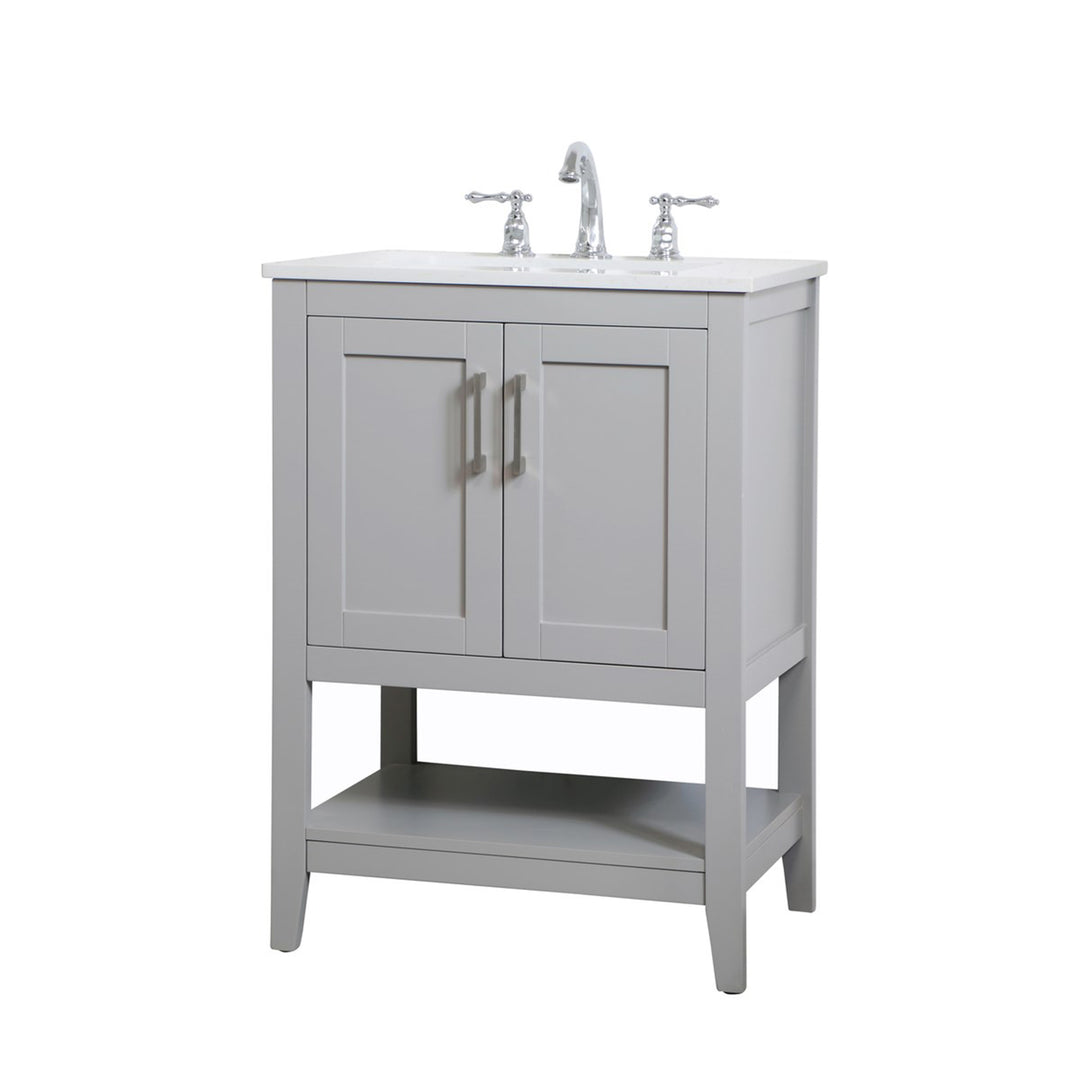 24 Inch Single Bathroom Vanity In Grey - View 4 - Joshua Marshal