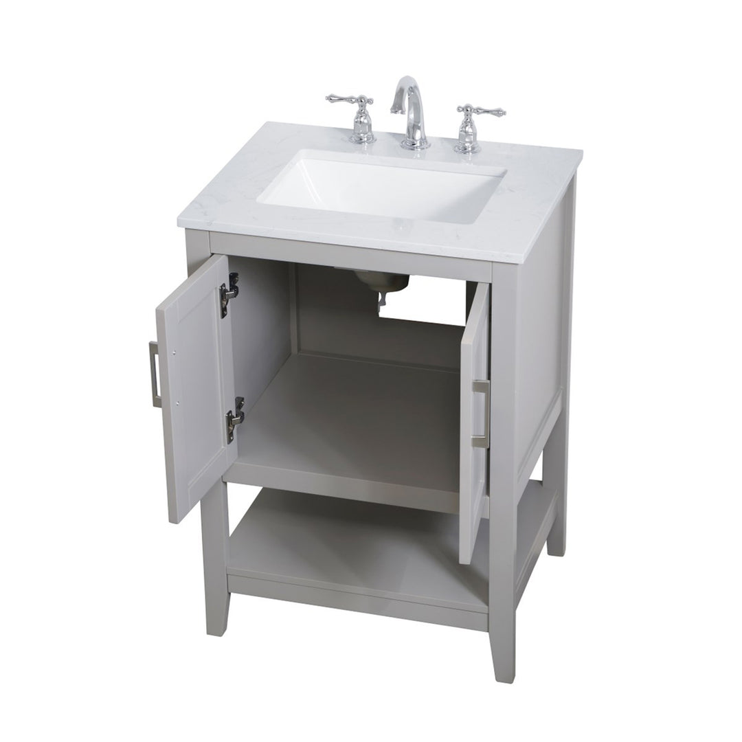 24 Inch Single Bathroom Vanity In Grey - View 5 - Joshua Marshal