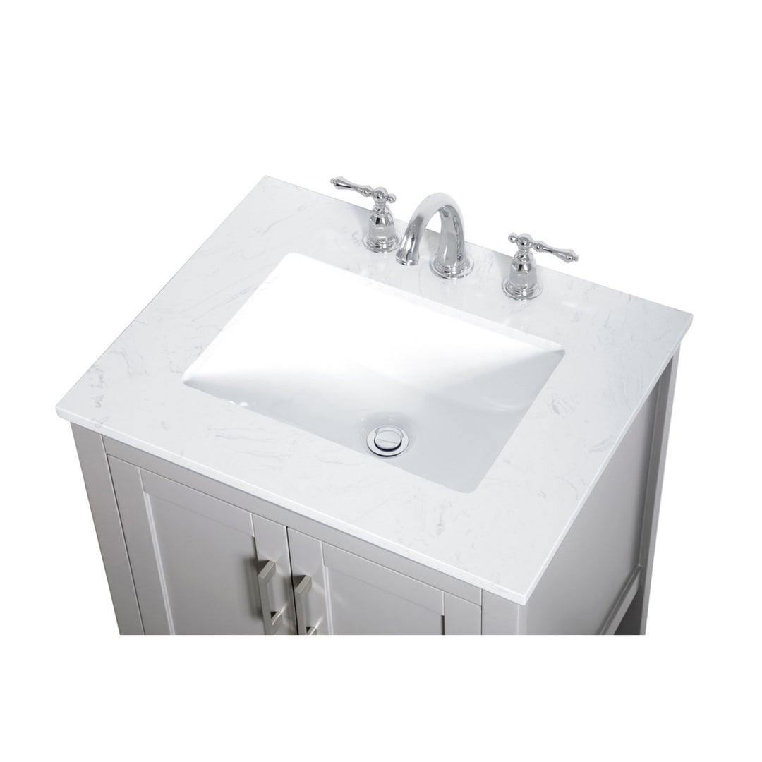 24 Inch Single Bathroom Vanity In Grey - View 6 - Joshua Marshal