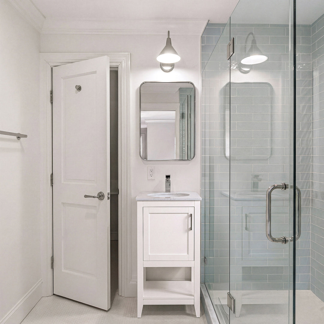 18 Inch Single Bathroom Vanity In White - View 2 - Joshua Marshal