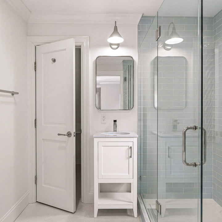 18 Inch Single Bathroom Vanity In White - View 2 - Joshua Marshal
