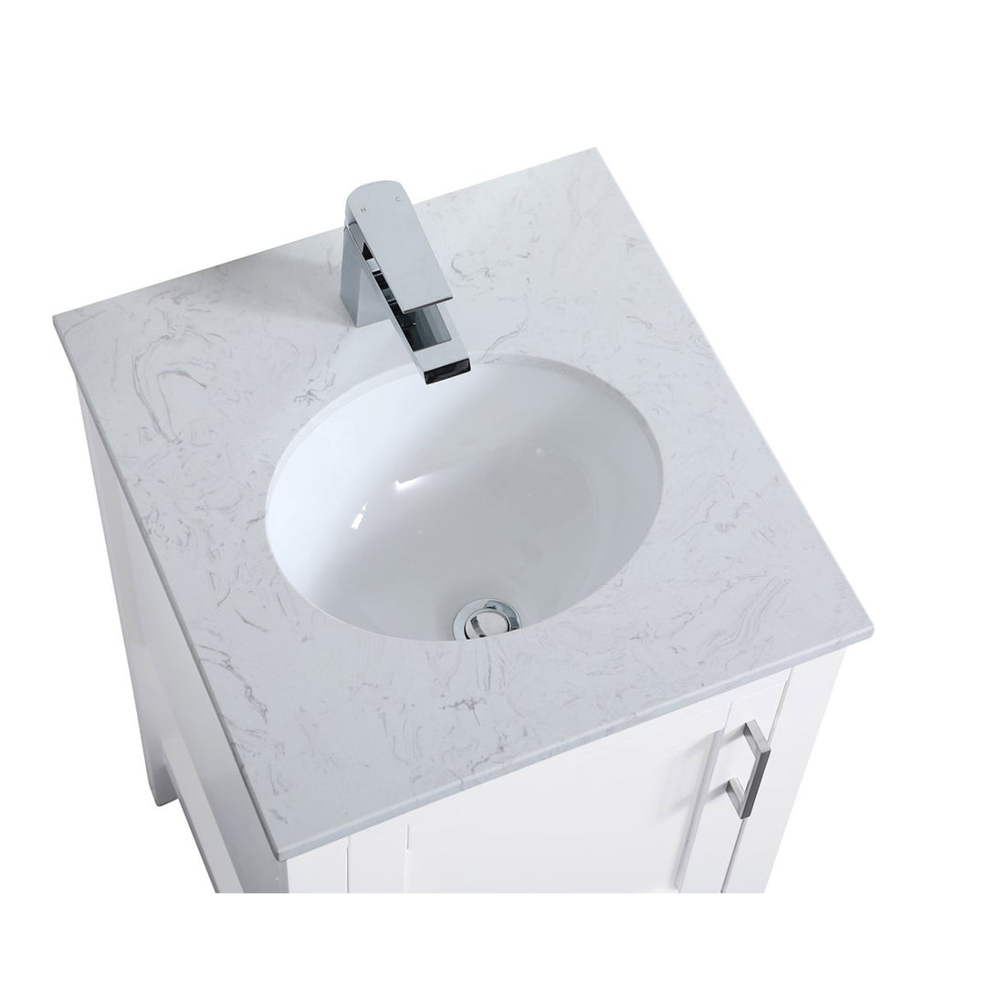 18 Inch Single Bathroom Vanity In White - View 6 - Joshua Marshal