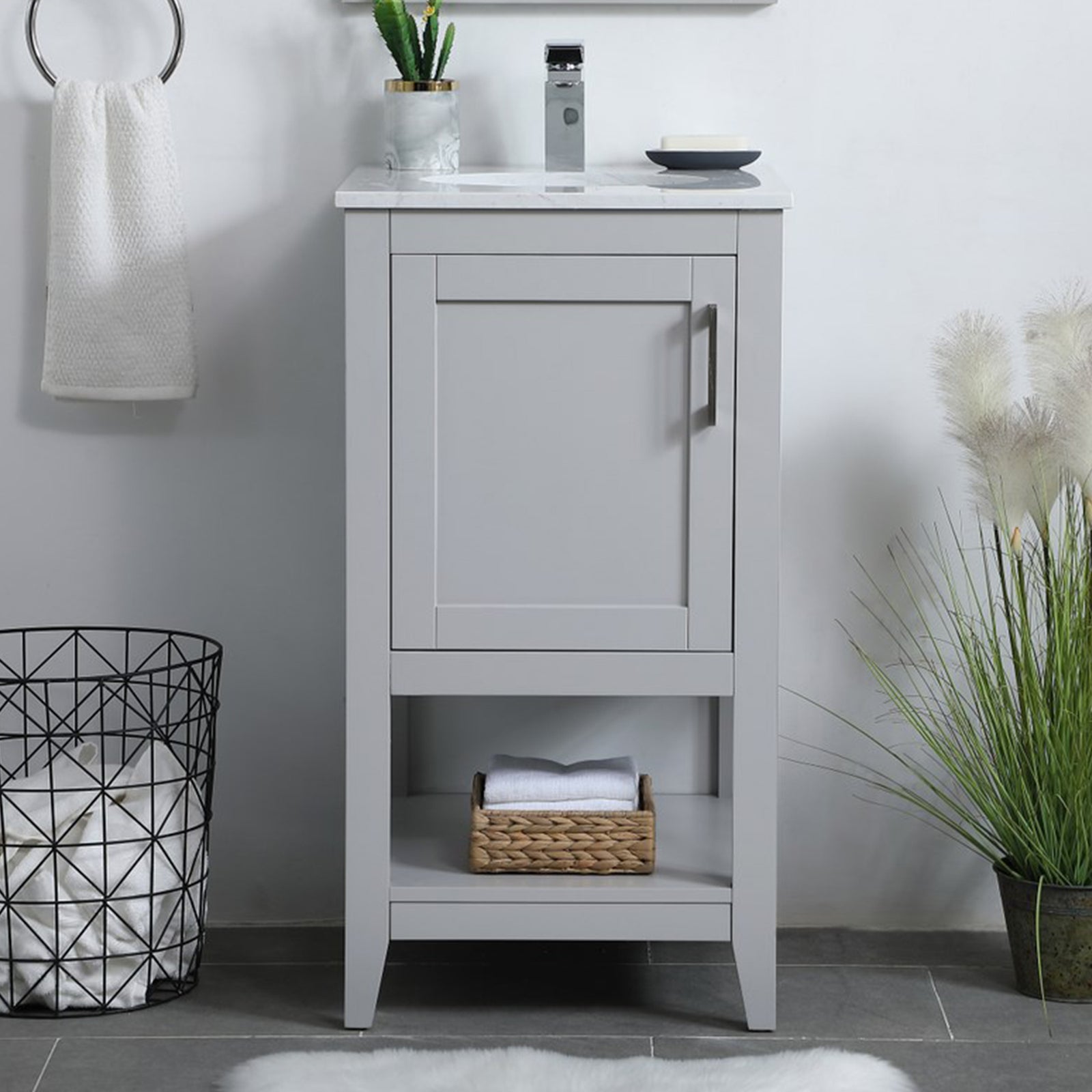 18 Inch Single Bathroom Vanity In Grey Grey Finish - KITCHEN & BATH by Joshua Marshal