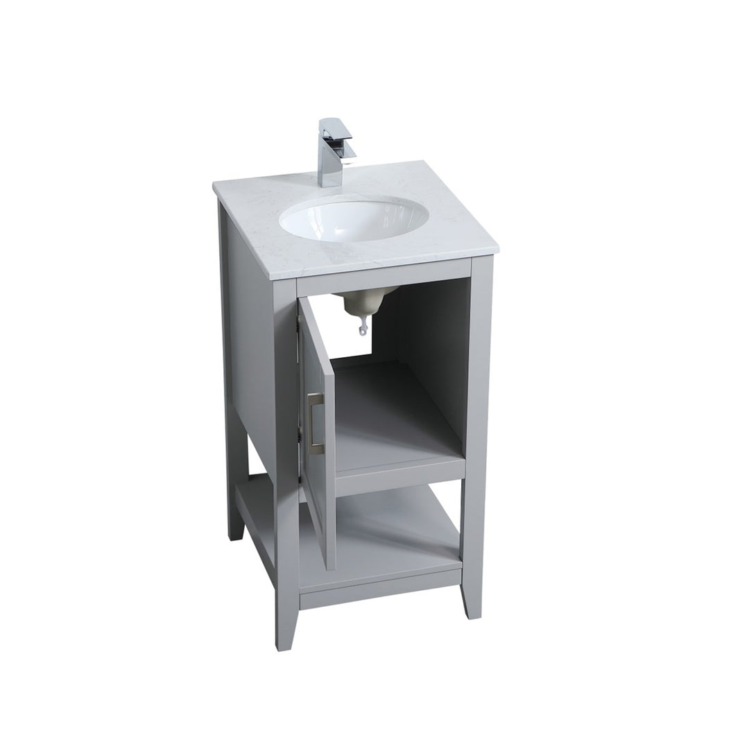 18 Inch Single Bathroom Vanity In Grey - View 5 - Joshua Marshal