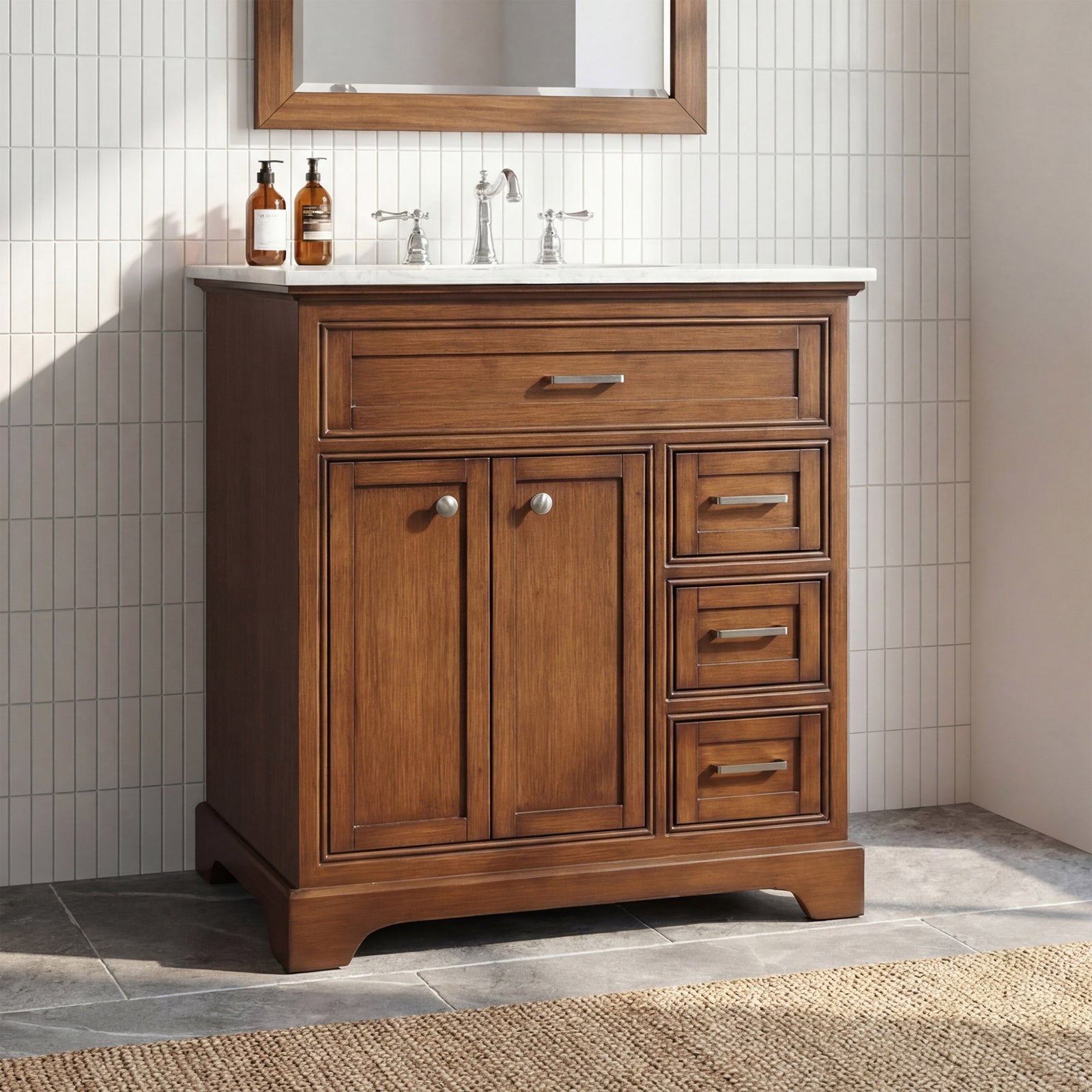32 Inch Single Bathroom Vanity In Teak Teak Finish - KITCHEN & BATH by Joshua Marshal